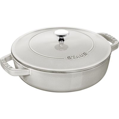 Staub Deep Sauté Pan with Lid – 24 cm, White Truffle