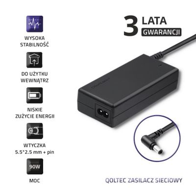 4. Qoltec 50090.90W power supply for Toshiba notebook (19 V; 4.74 A; 90W; 5.5 mm x 2.5 mm)