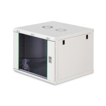 DYNAmic 19" 9U 600x600 wall-mounted network cabinet, glass door, gray, undivided, assembled, 60kg