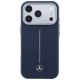 3. Mercedes Leather Semi Wrap Iconic Line MagSafe Case for iPhone 17 Pro Max - Navy Blue