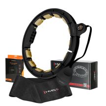 Magnetic Hula Hoop Set Black/Gold HHM13 with HMS Counter + Slimming Belt BR163 Black