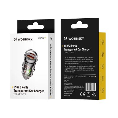 11. Wozinsky 65W Car Charger USB-C PD 65W / USB-A 45W QC 3.0 - Black
