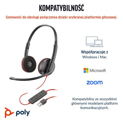 6. Poly Blackwire 3220 Stereo USB-C Headset +USB-C/A Adapter