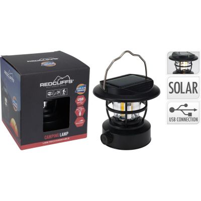 2. REDCLIFFS BLACK CAMPING LAMP USB CHARGING AND SOLAR