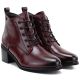 5. Women's leather lace-up high-heeled ankle boots, burgundy, Vinceza EN27-133107