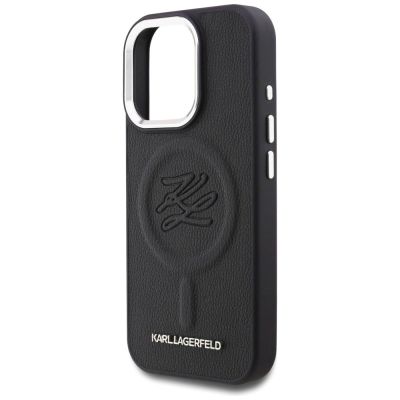 6. Karl Lagerfeld Initial & Metal Logo MagSafe Case for iPhone 16 Pro - Black
