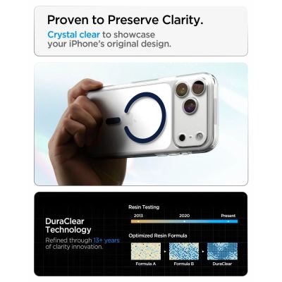 7. Spigen Ultra Hybrid MagSafe Case for iPhone 18 Pro Max / 17 Pro Max - Clear Navy Blue