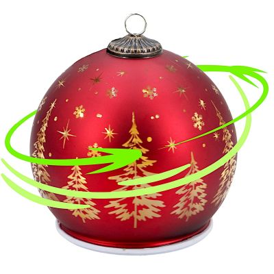 4. DECORATIVE GLASS LED BAUBLE 12 CM SPARKLING ROTATING – RED