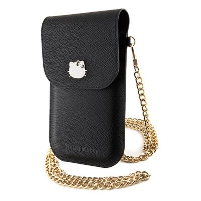 4. Hello Kitty Leather Metal Logo Chain bag - black