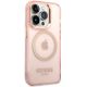 4. Guess GUHMP14XHTCMP iPhone 14 Pro Max 6.7" pink/pink hard case Gold Outline Translucent MagSafe