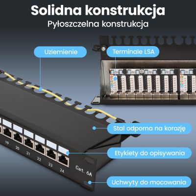 8. Extralink CAT6A STP | Patchpanel | 24 ports