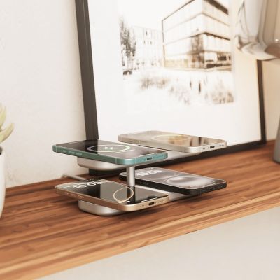 7. Zens Aluminum Series Quattro Pro 4 Wireless Charger with 65W 4x 15W Qi2 Power Supply White ZEQC01W/00