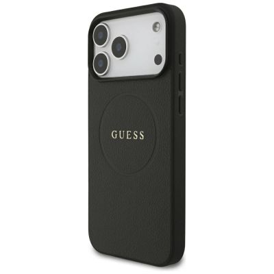 2. Guess Grained Gold Ring MagSafe Case for iPhone 18 Pro Max / 17 Pro Max - Black