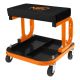 Work stool on wheels with a tool shelf