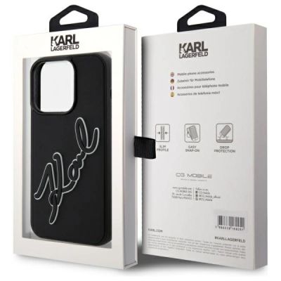 8. Karl Lagerfeld 3D Rubber Signature Case for iPhone 15 Pro Max - Black