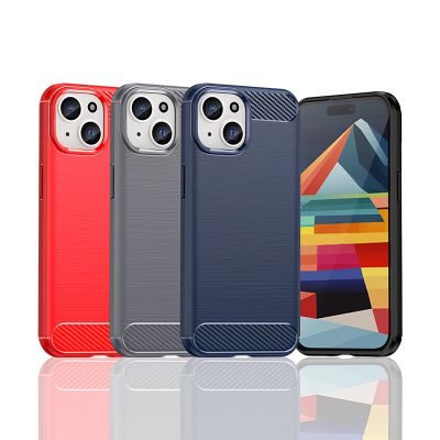 6. Flexible Carbon Case with a carbon pattern for iPhone 15 - blue