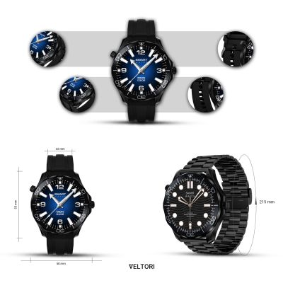 10. VELTORI VT150-1 Smartwatch Black Silicone Strap + Black Bracelet