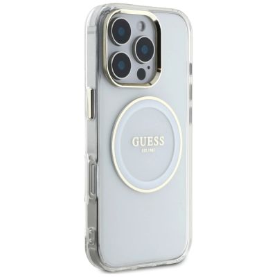 4. Guess IML Metal Colored Circle Classic Logo MagSafe case for iPhone 16 Pro - white