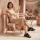 6. Women's leather sandals on a black platform S.Barski 7005