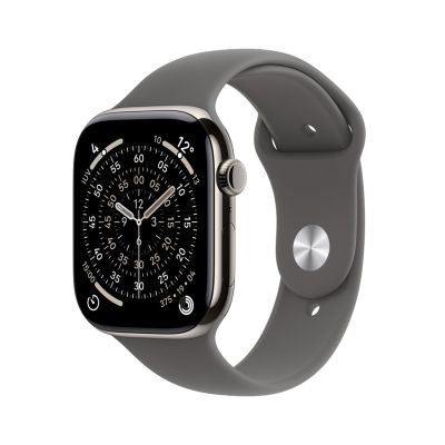 Apple Watch Series 11 GPS + Cellular 46mm Natural Titanium Case with Stone Gray Sport Band - S/M (MFCW4ZR/A)