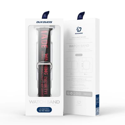 5. Dux Ducis Strap (Outdoor Version) Apple Watch Ultra Strap, SE, 9, 8, 7, 6, 5, 4, 3, 2, 1 (49, 45, 44, 42 mm) Nylon Band Bracelet Black and Red