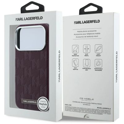 8. Karl Lagerfeld Grained Mono Resin Logo MagSafe Case for iPhone 17 Pro Max / 18 Pro Max - Burgundy