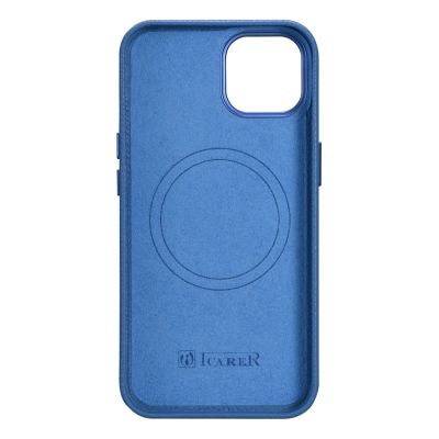 3. iCarer Litchi Premium Leather Case iPhone 14 Plus Magnetic Leather Case with MagSafe Light Blue (WMI14220711-LB)