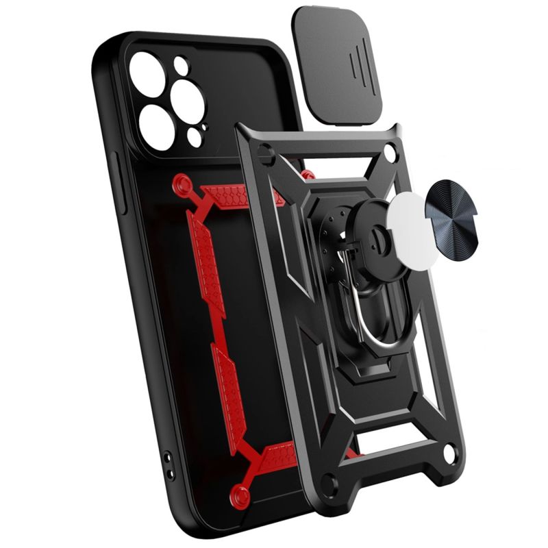 8. Hybrid Armor Camshield case for iPhone 14 Pro armored case with camera cover blue