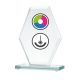 3. Glass trophy with LuxorJet color printing, engraving, and paint filling