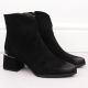 2. Women's suede high-heeled ankle boots, black, Potocki 12422