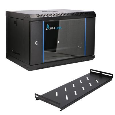 10. Extralink LITE 6U 530X400 WALL-MOUNTED RACKMOUNT CABINET BLACK Freestanding/Wall/Floor Rack Black