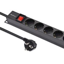 Qoltec Aluminum PDU Power Strip for RACK | 16A | 16 x SCHUKO | Vertical | 1.8m