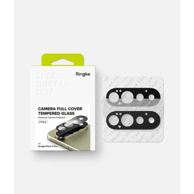 8. Ringke Tempered Glass Camera Full Cover 2-Pack for Google Pixel 11 Pro - Black