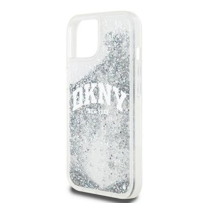 6. DKNY Liquid Glitter Big Logo case for iPhone 15 / 14 / 13 - white