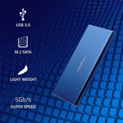 5. QOLTEC M.2 SSD CASE | SATA | NGFF | USB 3.0 | SUPER SPEED 5GB/S | 2TB | BLUE