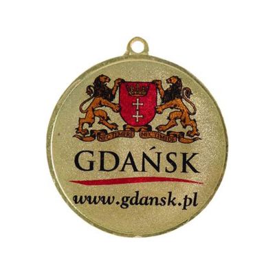 4. Gold medal with space for a 25 mm emblem - steel medal with LuxorJet color print