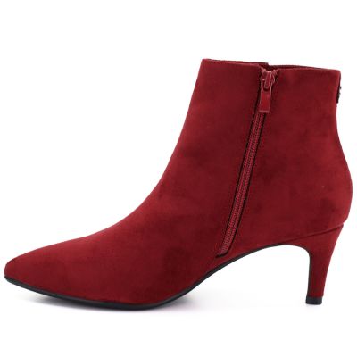 3. Women's insulated ankle boots with a low heel, red suede, Sergio Leone BT-65