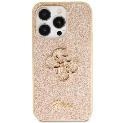 3. Guess GUHCP14LHG4SGD case for iPhone 14 Pro - gold Glitter Script Big 4G