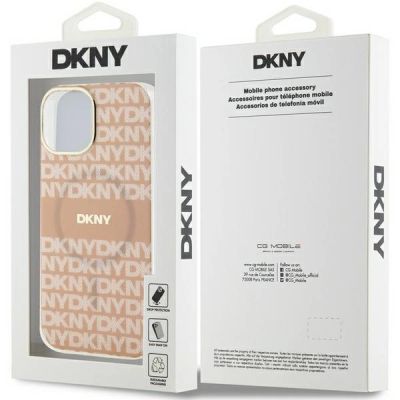 8. DKNY IML Mono & Stripe MagSafe case for iPhone 15 / 14 / 13 - pink
