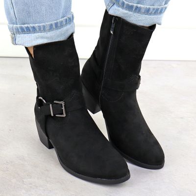 6. Women's suede cowboy boots black M.Daszyński MR1921-47