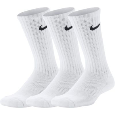 3. Nike Performance Cushioned Crew 3P JR SX6842 100 socks