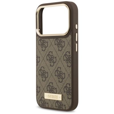 6. Guess 4G Logo Plate MagSafe case for iPhone 17 Pro - brown