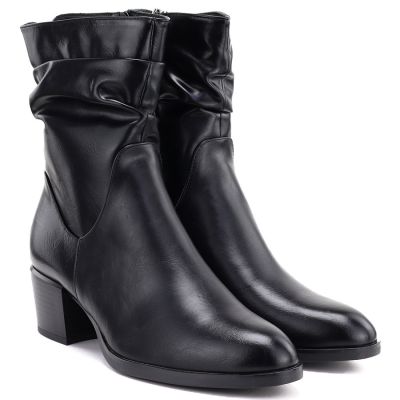 4. Women's high-heeled ankle boots with a gathered upper, black Vinceza 58682