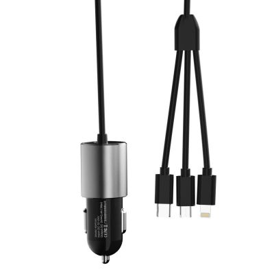10. Dudao 3in1 USB car charger 3,4 A built-in cable Lightning / USB Type C / micro USB black (R5ProN black)