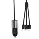 10. Dudao 3in1 USB car charger 3,4 A built-in cable Lightning / USB Type C / micro USB black (R5ProN black)