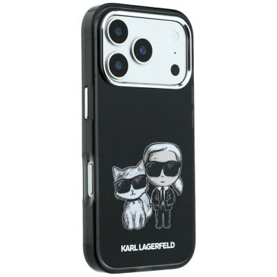 4. Karl Lagerfeld Smooth Karl & Choupette Bodies Sketch MagSafe Case for iPhone 18 Pro / 17 Pro - Black