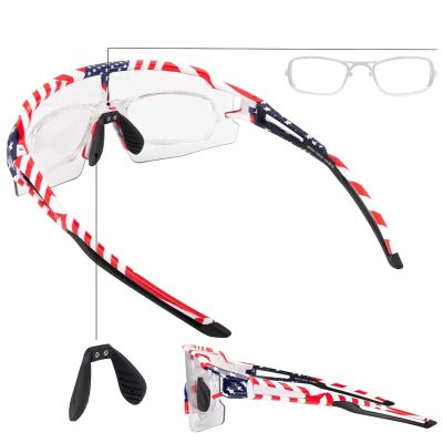 2. Rockbros Cycling Glasses Photochromic with UV Protection and Corrective Insert 14120008002 - USA Pattern - White