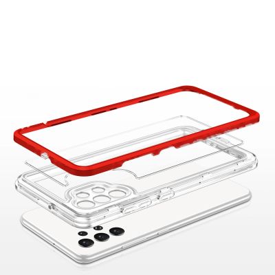 5. Clear 3in1 Case for Samsung Galaxy A32 5G Frame Gel Cover Red