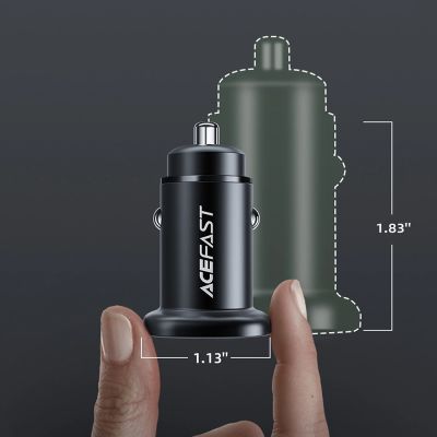 9. Acefast car charger 38W USB Type C / USB, PPS, Power Delivery, Quick Charge 3.0, AFC, FCP black (B1 black)