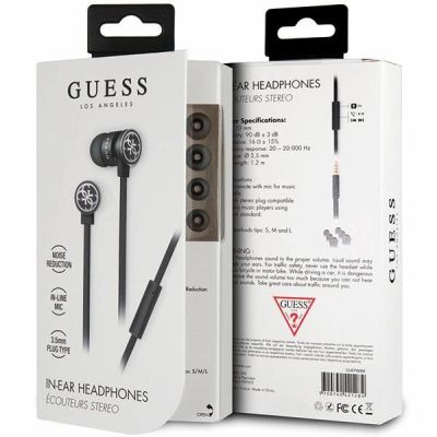 2. Guess GUEPWIBK 3.5mm Wired Headphones - Black and Silver